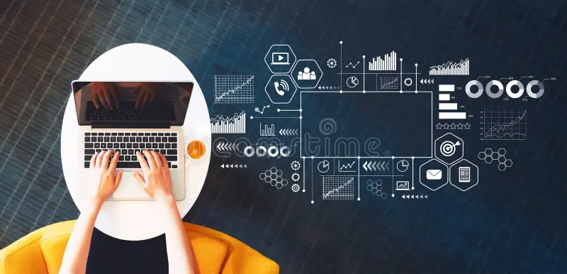 Home 14 marketing concept person using laptop white table marketing concept person using laptop 119912511